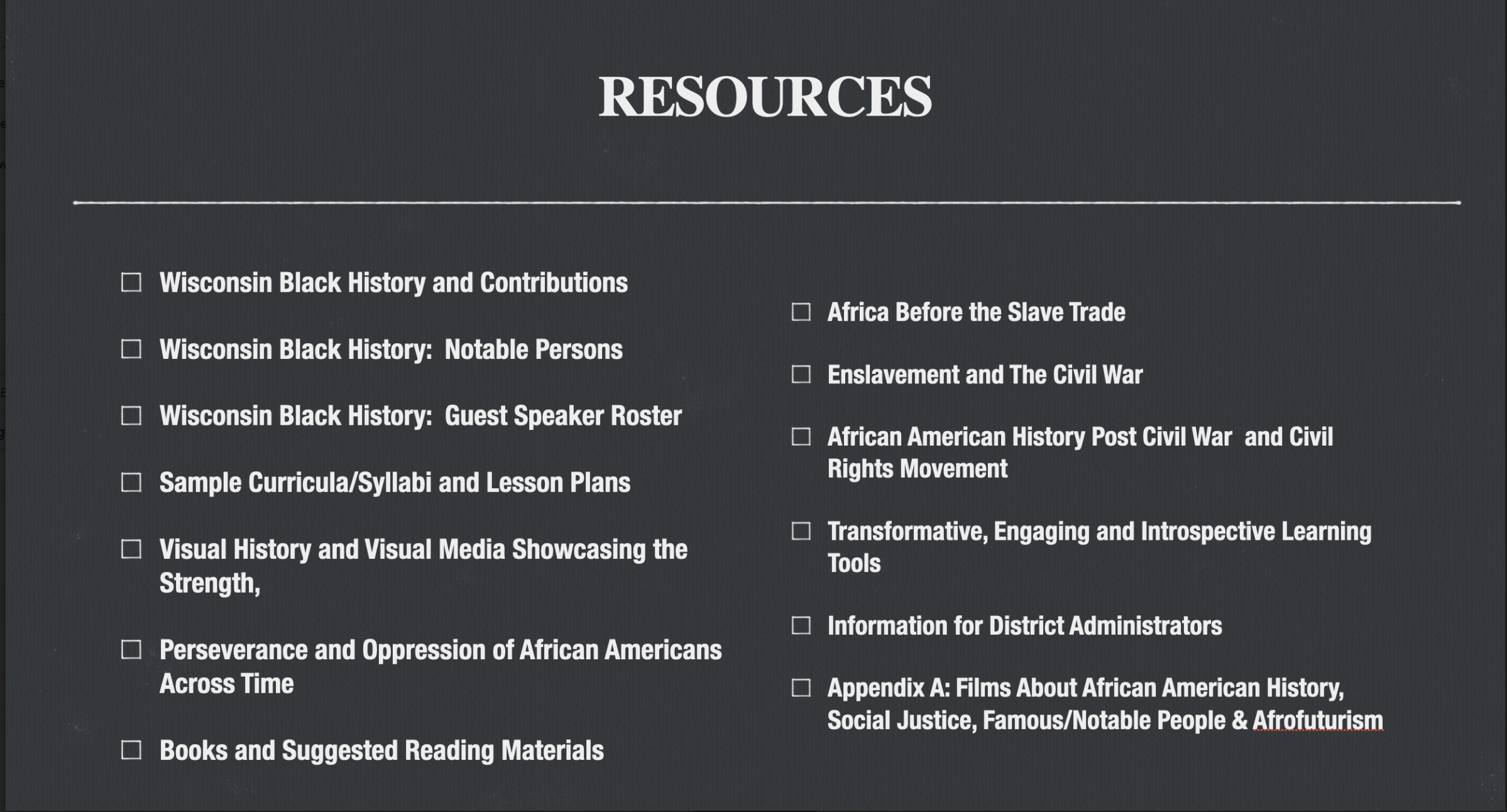 List of AAJFG Resources